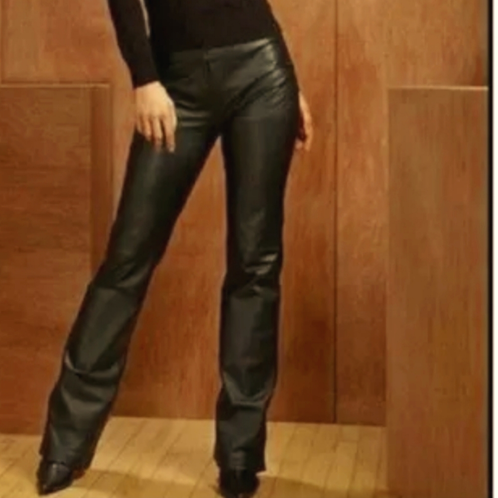 VS2 Black Leather Pants Pant Size 6 soft leather motorcycle pants real leather